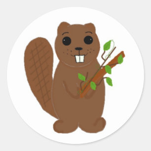 Bever met Takken Ronde Sticker