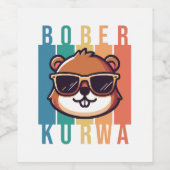 Bever met zonnebril wijn etiket (Enkel label)