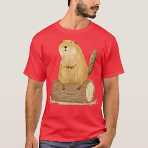 Bever op een log t-shirt
