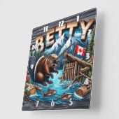 Bever, Snowy Mountain, Ocean Uitzicht Vierkante Klok (Hoek)