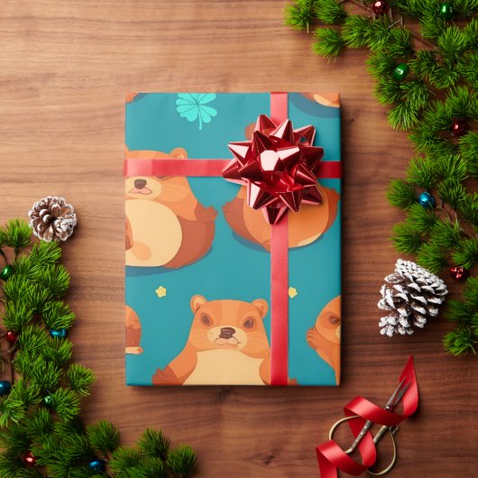 Bever Waterverf Kleurrijke Gepersonaliseerde Patro Cadeaupapier (Feestdagen Geschenken)