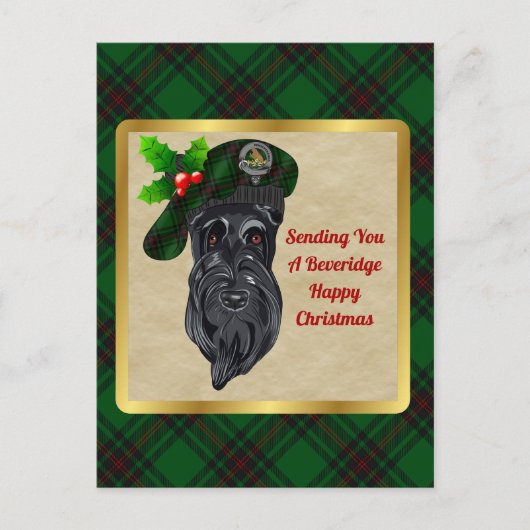 Beveridge Clan Badge & Tartan Kerstmis Briefkaart (Voorkant)