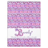 Beverley naam betekent harten letter B klembord (Achterkant)