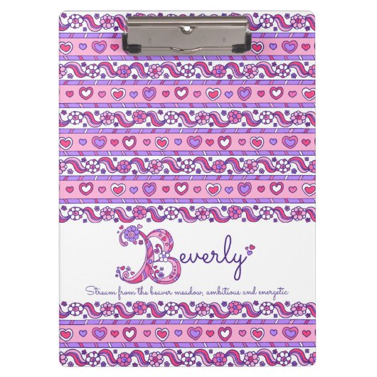 Beverley naam betekent harten letter B klembord (Voorkant)
