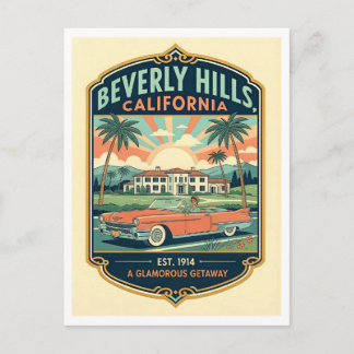 Beverly Hills CA Retro 1950s Travel Briefkaart
