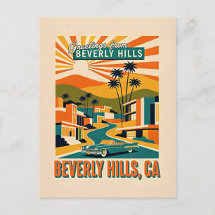 Beverly Hills, CA Retro Whimsical Kleurrijk Briefkaart