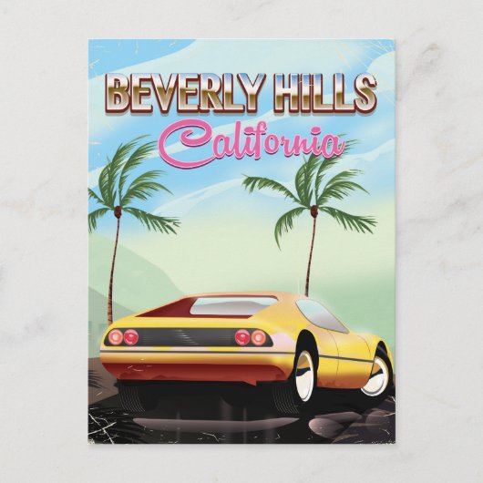 Beverly Hills California retro-reisposter Briefkaart (Voorkant)