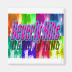 "Beverly Hills" Colorful Palms Magnet Magneet
