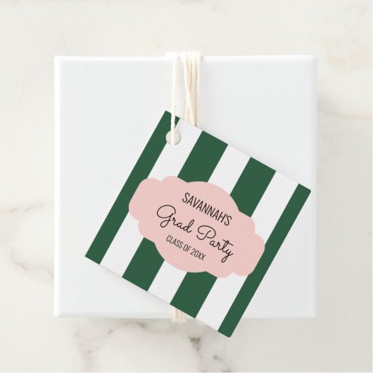 Beverly Hills Green & Pink Afstudeerder Party Bedankjes Labels (In situ)