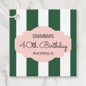 Beverly Hills Green & Pink Birthday Party Bedankjes Labels (Voorkant)