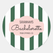 Beverly Hills Pink & Green Bachelorette Party Ronde Sticker (Voorkant)