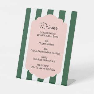 Beverly Hills Pink & Green Drink Menu Pedestal Sig Reclamebord Met Voetstuk