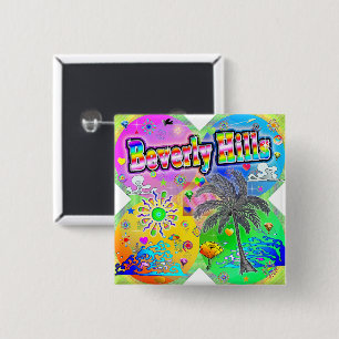 Beverly Hills Quadro Seizoenen Knop Vierkante Button 5,1 Cm