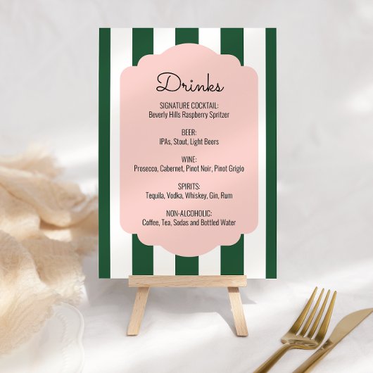 Beverly Hills Roze & Groene Drankkaart Poster