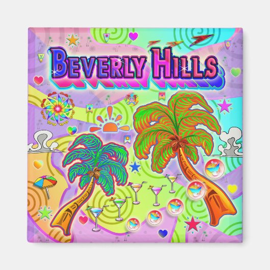 Beverly Hills Vacation Magnet cible (Devant)