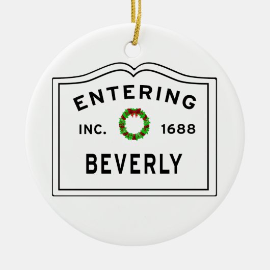 Beverly, MA Holiday Wreath Metal Ornament (Voorkant)