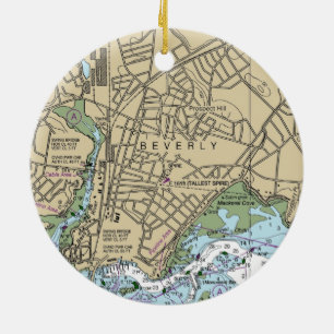 Beverly MA Nautical Chart Keramisch Ornament