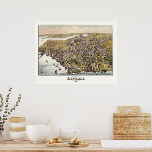 Beverly, MA Panoramic Map - 1886 Poster (Keuken)