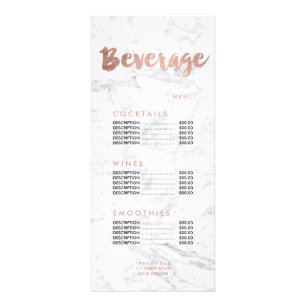 Bevermenu goudtipografie marmer prijslijst reclamekaart