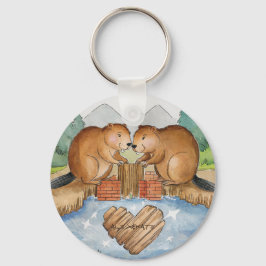 Bevers in de liefde sleutelhanger