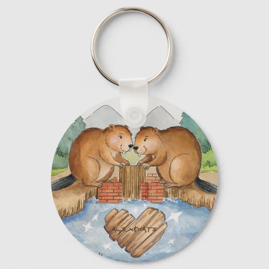 Bevers in de liefde sleutelhanger (Voorkant)