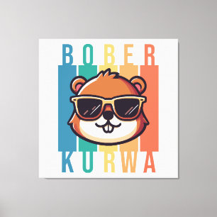 Bevers met zonnebril canvas afdruk