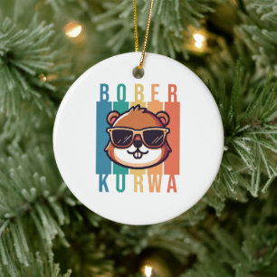 Bevers met zonnebril keramisch ornament