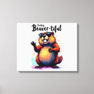 Bevertiful voelen - Funny Beaver Graphic Canvas Afdruk