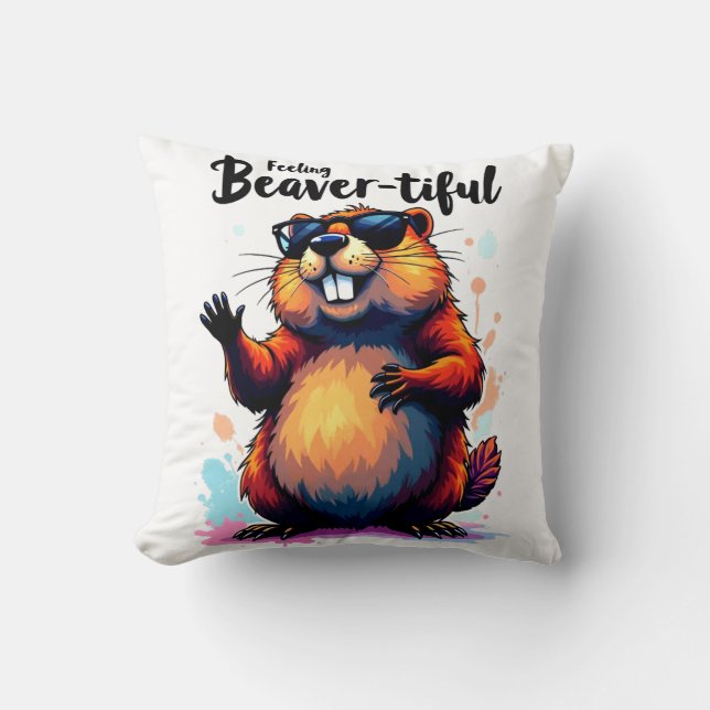 Bevertiful voelen - Funny Beaver Graphic Kussen (Voorkant)