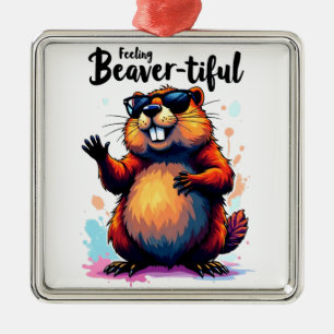 Bevertiful voelen - Funny Beaver Graphic Metalen Ornament
