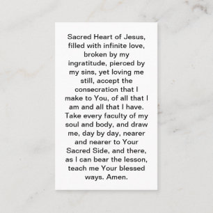 Bevestiging aan de Kaart van het gesacreerde hartg Visitekaartje
