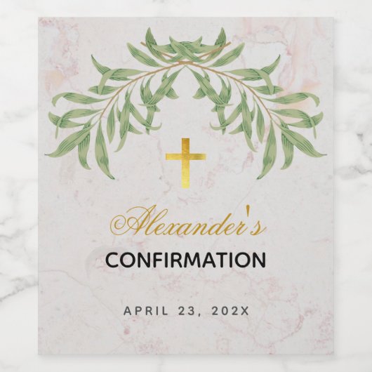 Bevestiging Bladzijde Elegant Script Goud Marmer Wijn Etiket (Enkel label)