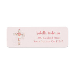 Bevestiging Blush Pink Floral Cross Etiket