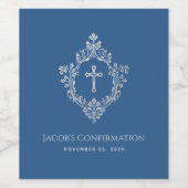Bevestiging Classic Blue Boy Cross Crest Wijn Etiket (Enkel label)