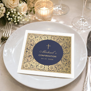 Bevestiging Elegante Vintage Gouden Rozen Marinebl Servet