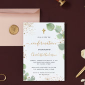 Bevestiging eucalyptus greenery gold glitter girl uitnodiging briefkaart