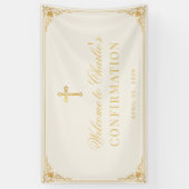 Bevestiging Faux Gold Cross Elegant Ivoor Spandoek (Verticaal)