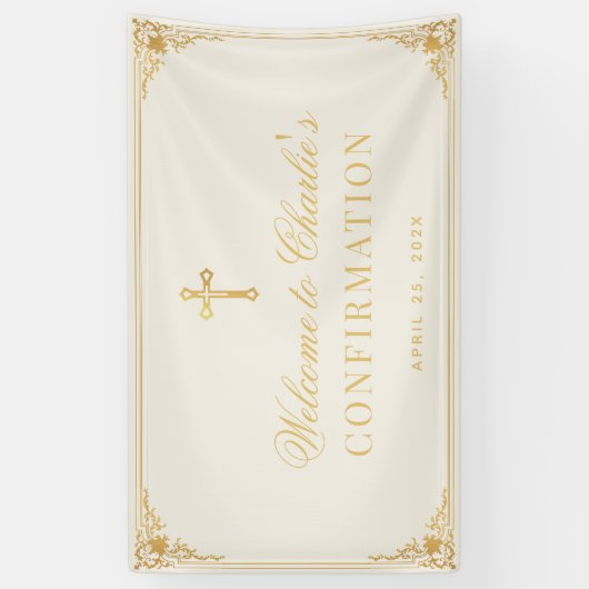 Bevestiging  Faux Gold Cross Elegant Ivoor Spandoek (Verticaal)