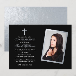 Bevestiging Faux Zilver & Zwart Fotokalligrafie Kaart