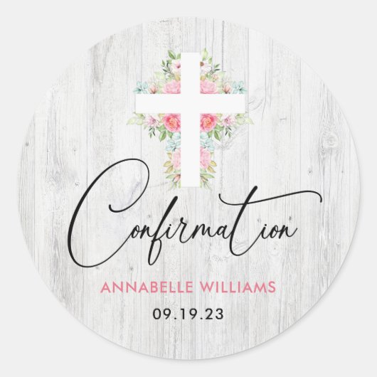 Bevestiging Floral Rustic Ronde Sticker (Voorkant)