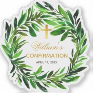 Bevestiging Groene krans Faux gouden folie kruis Sticker