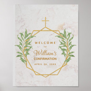Bevestiging Groene planten Botanisch Goud Geometri Poster