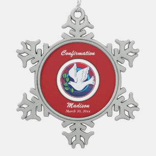 Bevestiging, Kleurrijke Duif, het Ketting van de Tin Sneeuwvlok Ornament