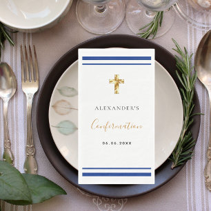 Bevestiging koninklijk blauw, blanke jongen servet