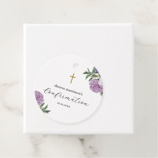 Bevestiging Paarse bloem met kruis Bedankjes Labels (In situ)