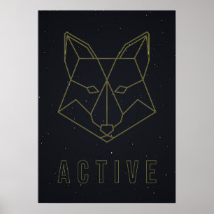 Bevestiging poster gele origamifox actief