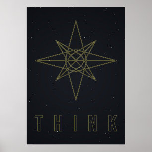 Bevestiging poster gele origamister om te denken