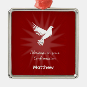 Bevestiging Religieus Rode Duif Stralen Ontwerp Metalen Ornament