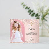 Bevestiging roos gouden foto boog dank u kaart (Staand voorkant)