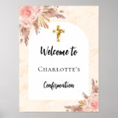 Bevestiging roos gouden perzikboog welkom poster (Voorkant)